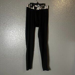 Russell Athletic Black Mens Leggings Large Stretch Active Workout Pants H Her Ev